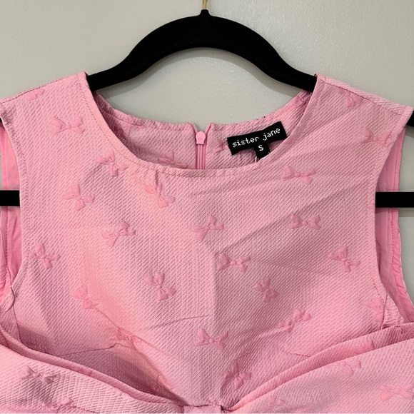 NWT Sister Jane Gali Bow Jacquard Mini Dress Pink Women’s Sz Small Party Formal - Picture 3 of 9